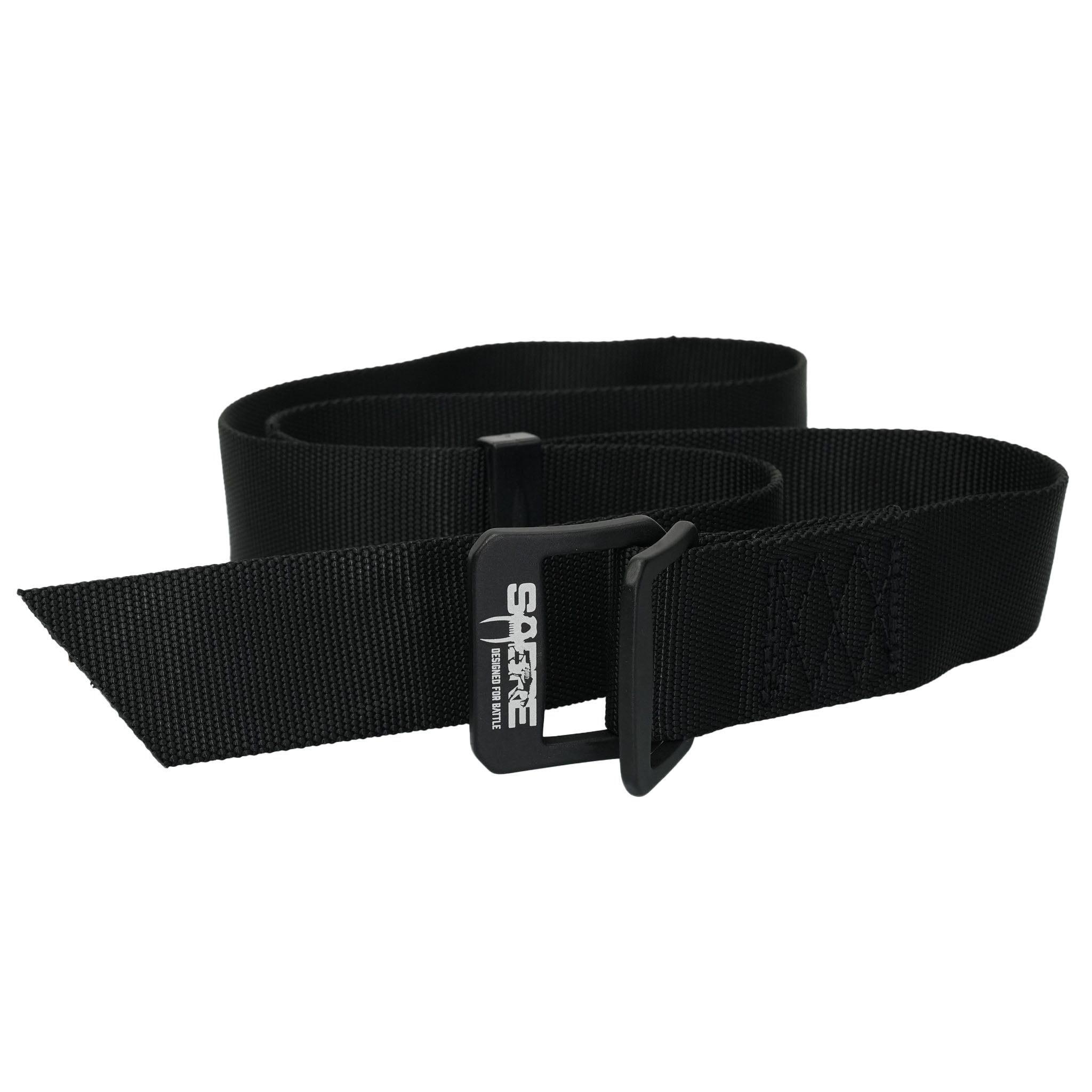 Black belt with a buckle on a white background