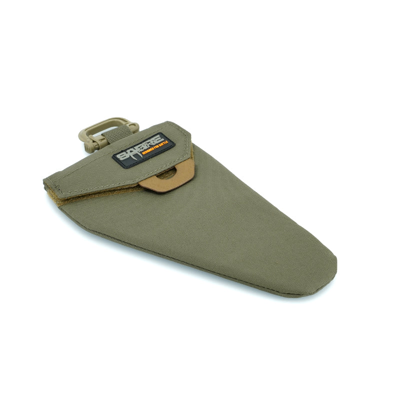 A ranger green Rifle Bolt Carrier pouch with a clear ID window on the back and a Velcro closure, designed to store and transport rifle bolts.