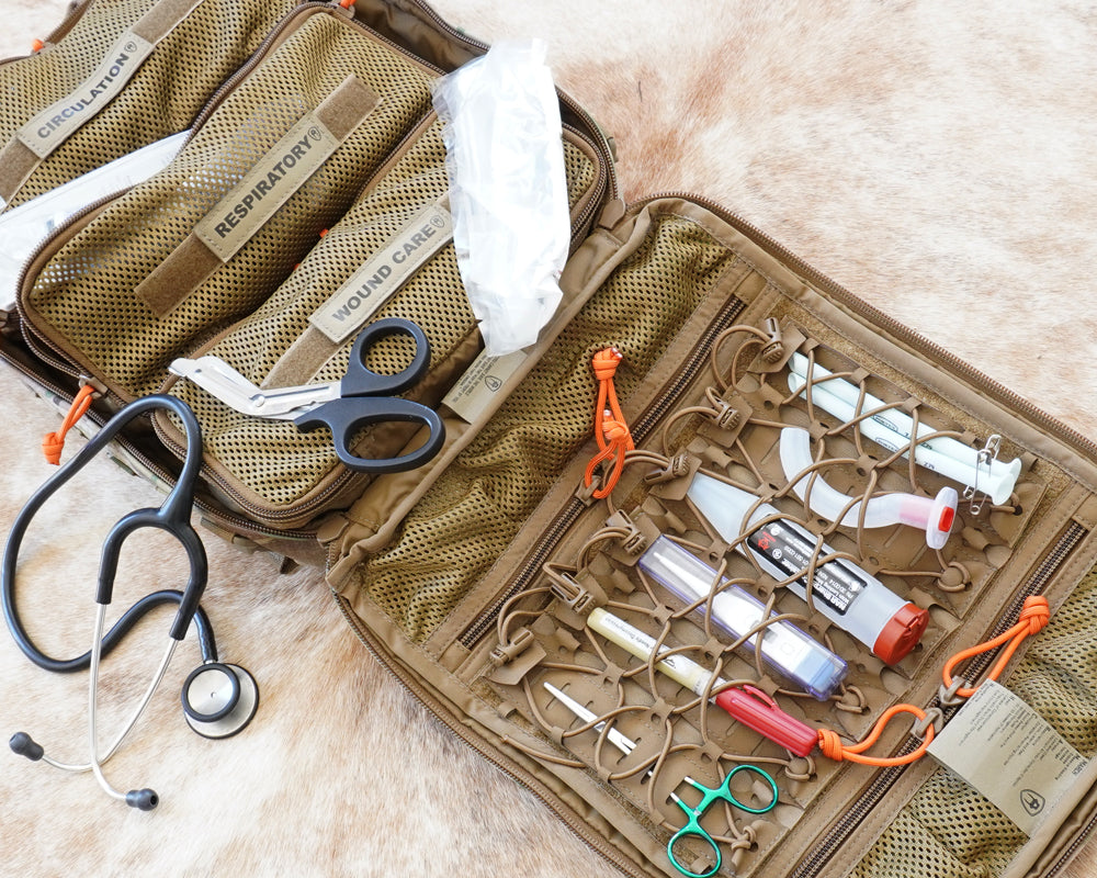 Medical Ifak bag open with contents showing
