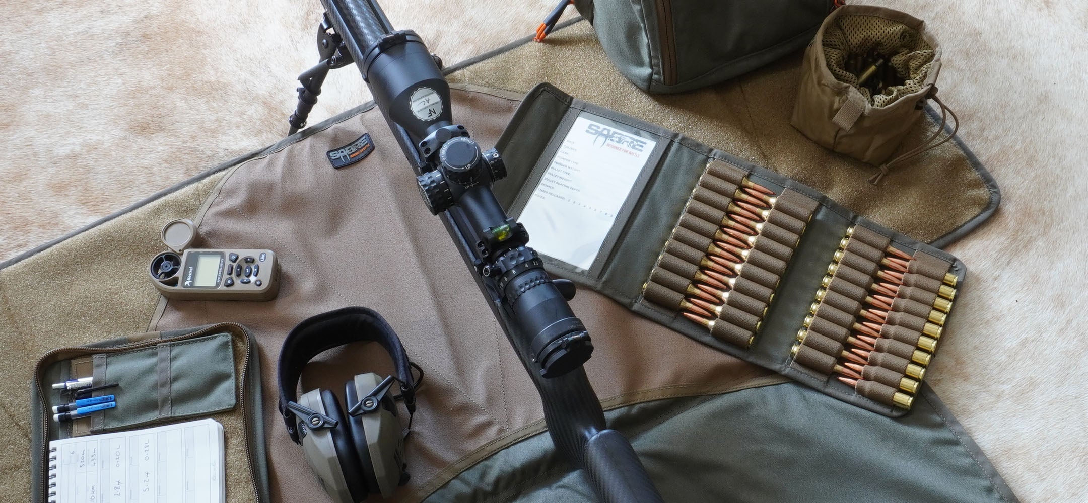 Shooting Gear on Shooting Mat  - Sabre Tactical